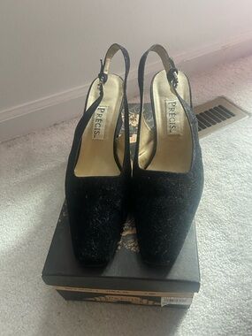 Precis Black Velvet Slingback Pumps